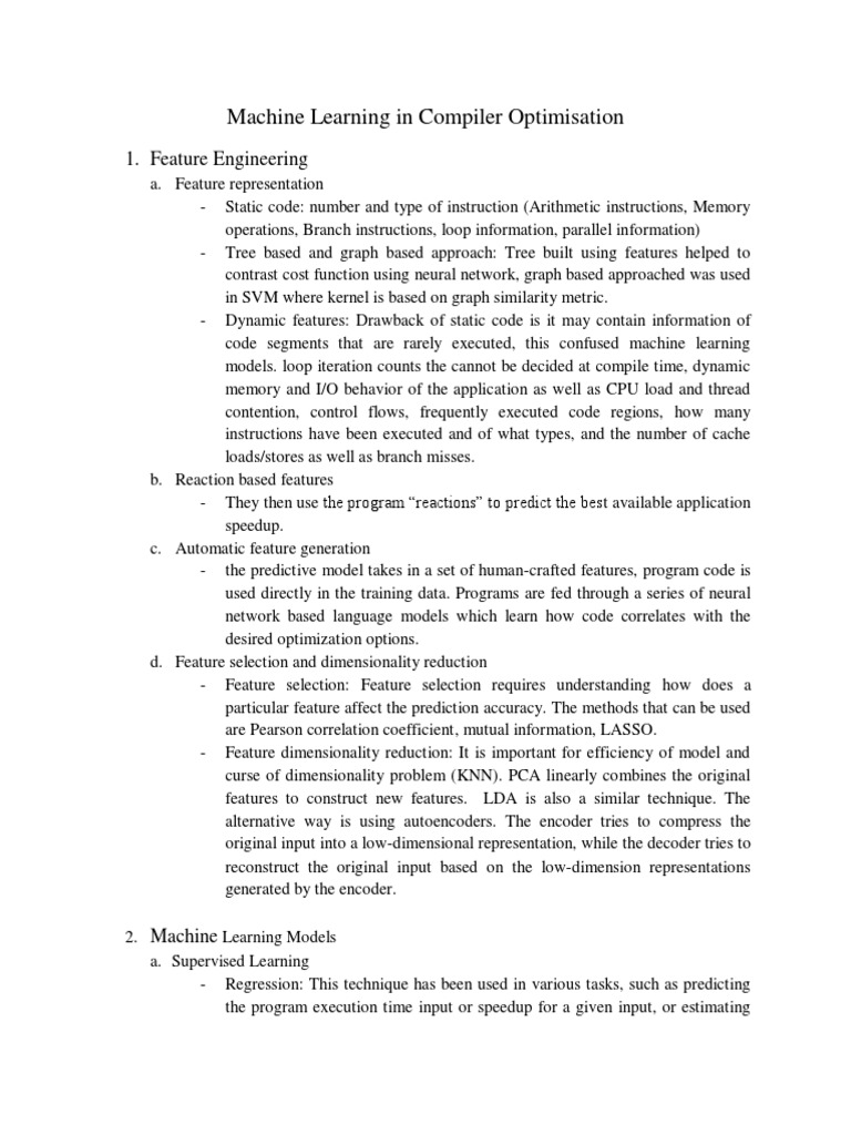 Machine Learning In Compiler Optimisation