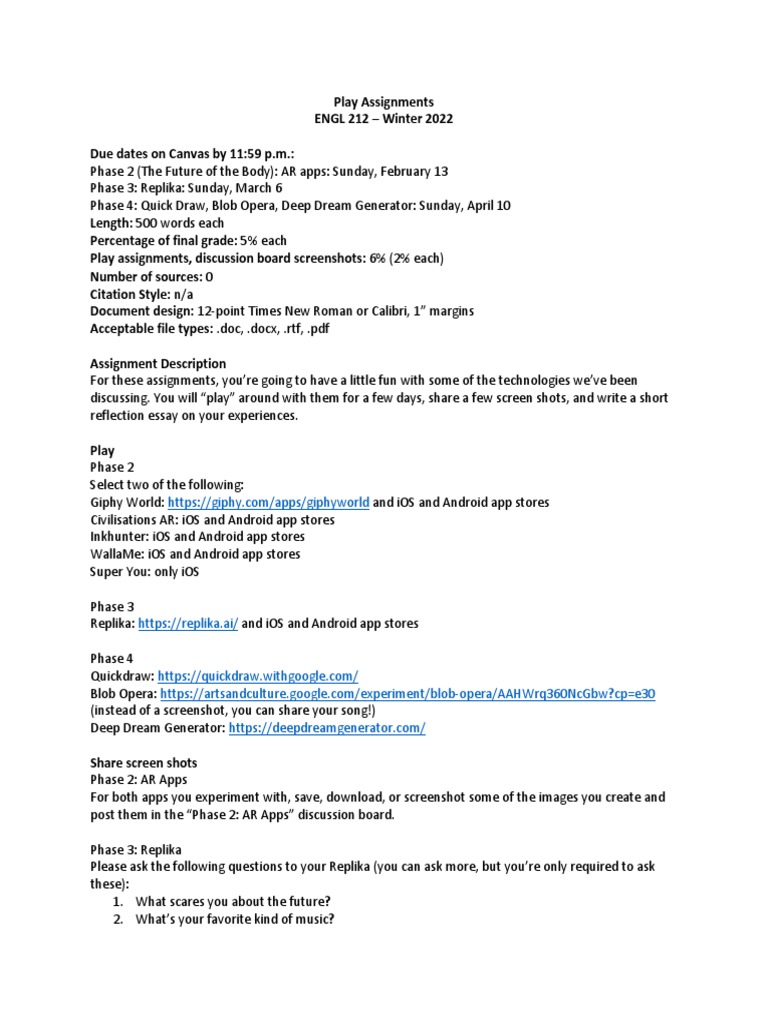 212 W22 Play Assignments | PDF | Screenshot | Ios