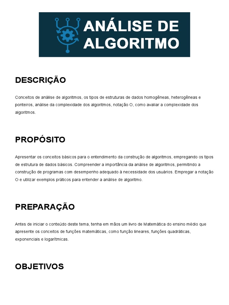 Análise de desempenho e complexidade dos Algoritmos de ordenação