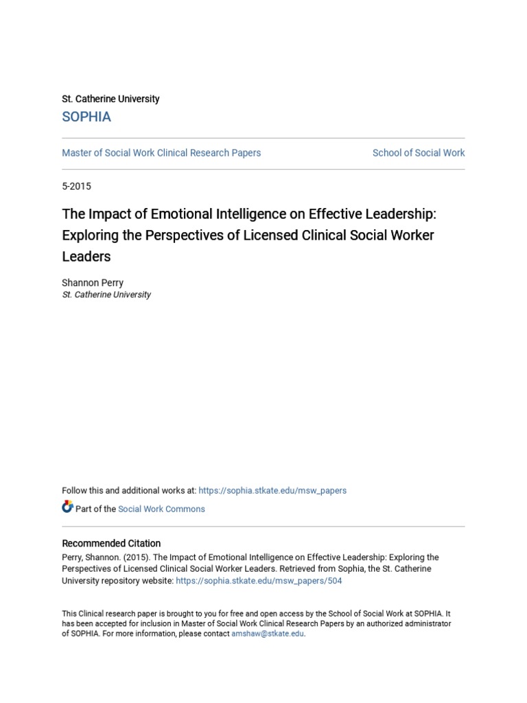 Emotional Intelligence in Social Work Leadership | PDF | Leadership ...
