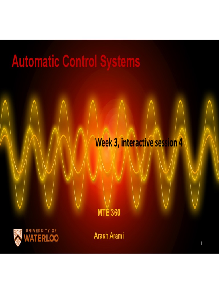 Automatic Control Systems: Week 3, Interactive Session 4 | PDF ...