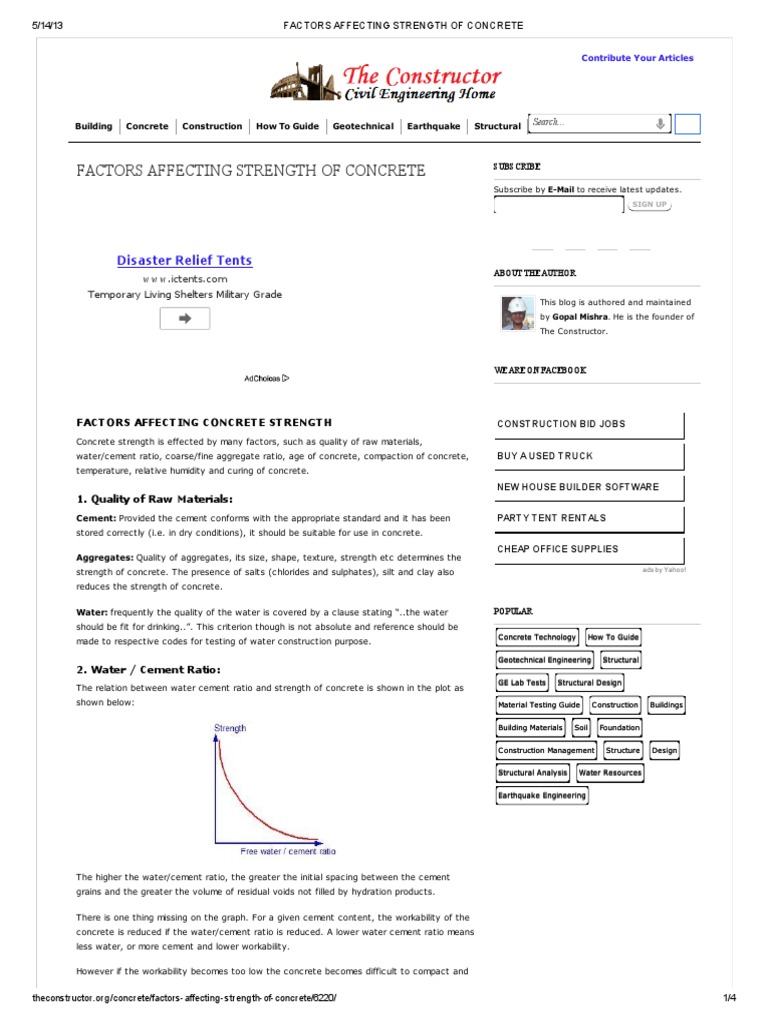 Factors Affecting Strength of Concrete | PDF | Concrete | Cement