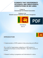 Critical Elements That Discriminate Between Successful and Unsuccessful Erp Implementations in Sri Lanka