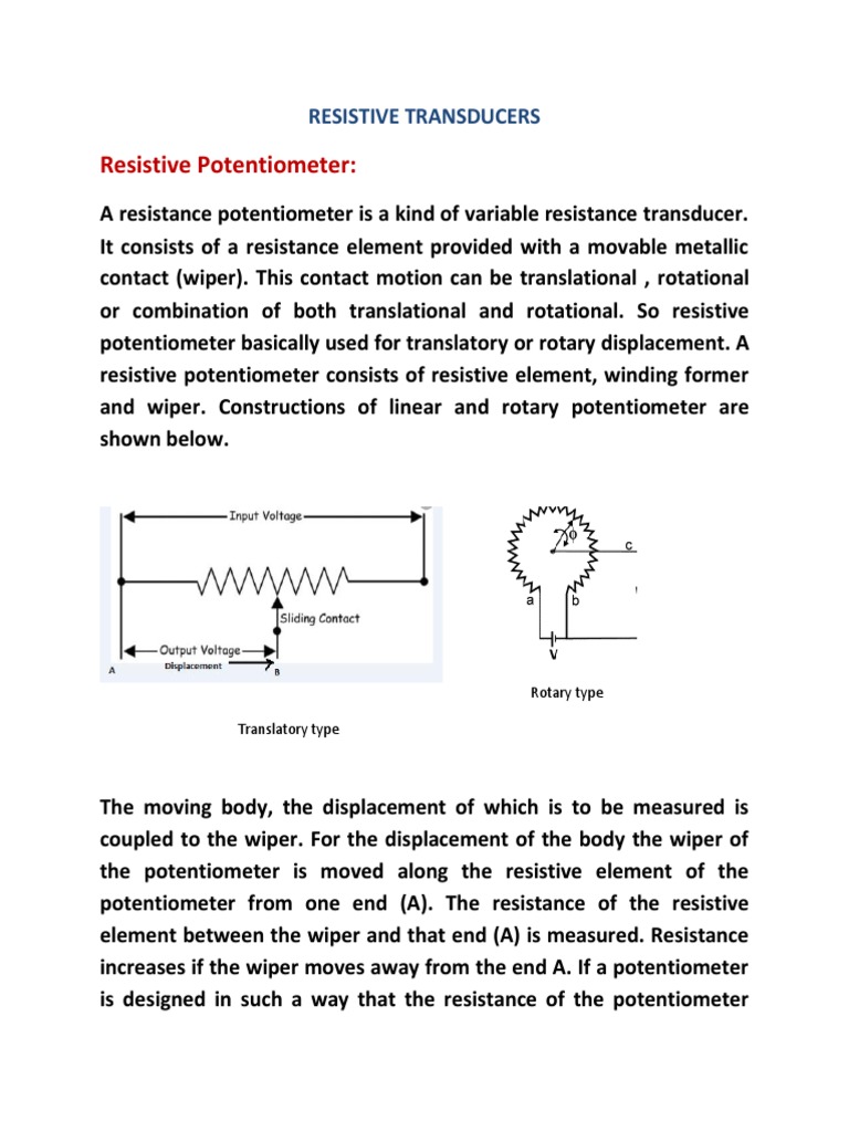 Resistive Potentiometer | Download Free PDF | Electrical Resistance And ...
