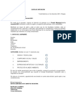 Carta de intención para Premio Municipal de la Juventud