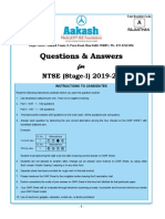 Questions & Answers: NTSE (Stage-I) 2019-20