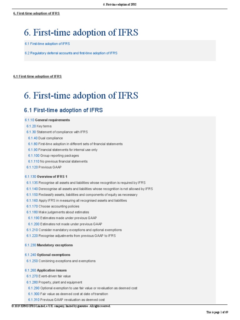 First-Time Adoption of IFRS | PDF | International Financial Reporting ...