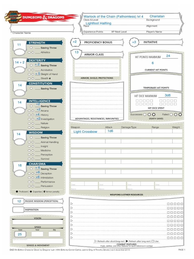 AW Character Sheet (v2.2) | PDF