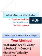 Velocity & Acceleration Analysis Using I-Center & Relative Velocity Methods