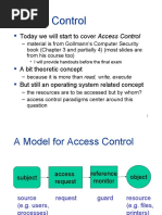 Access Control: Today We Will Start To Cover Access Control