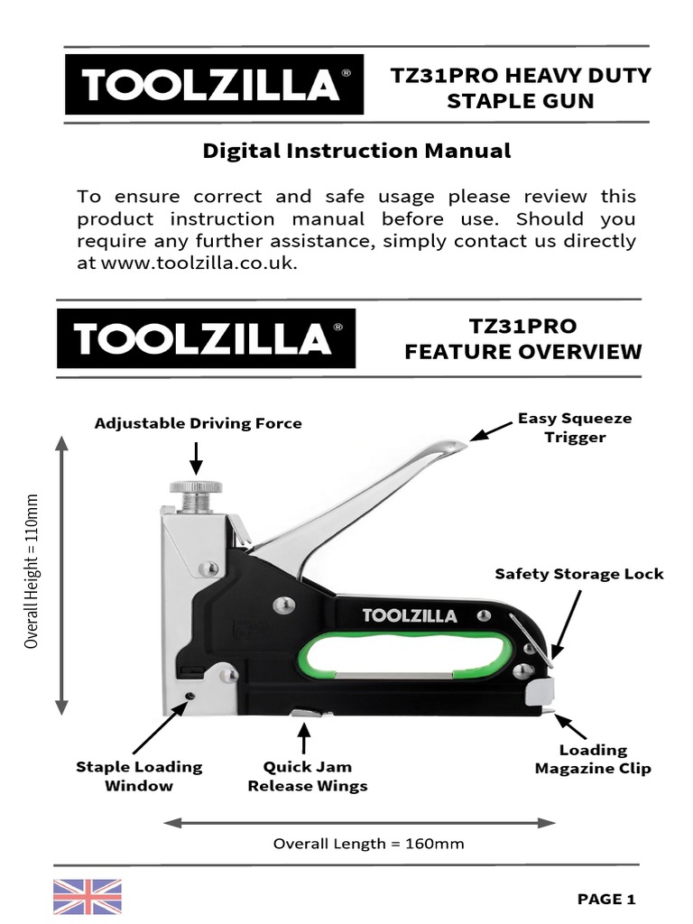 Pack Pistolet à Agrafes Toolzilla Heavy Duty & Sélection D'agrafes - Set Professionnel