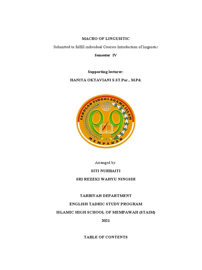 Macro of Linguistic PDF Linguistics Neurolinguistics