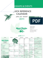 Metro Parks Quick Reference Calendar - Summer 2011