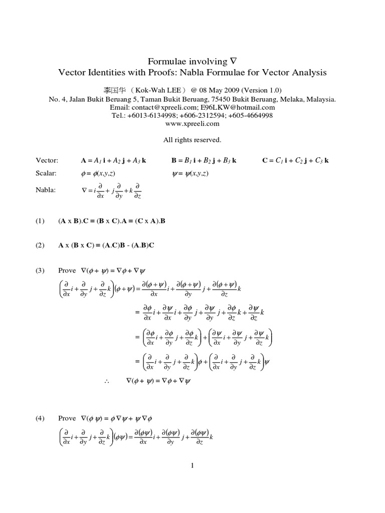 Vector Identity With Proof | PDF