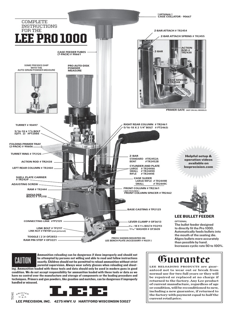 Manual de Instrução Lee Pro 1000 | PDF | Screw | Shell (Projectile)