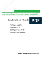 Automated Blood Coagulation Analyzer CA-500: Basic Data Sheet - (Thrombin Time)