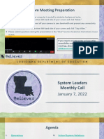 System Leaders Monthly Call January 2022