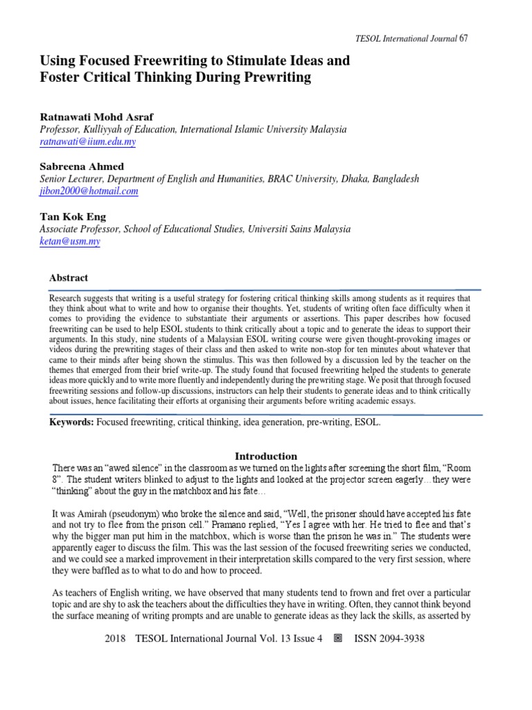 using-focused-freewriting-to-stimulate-ideas-and-foster-critical