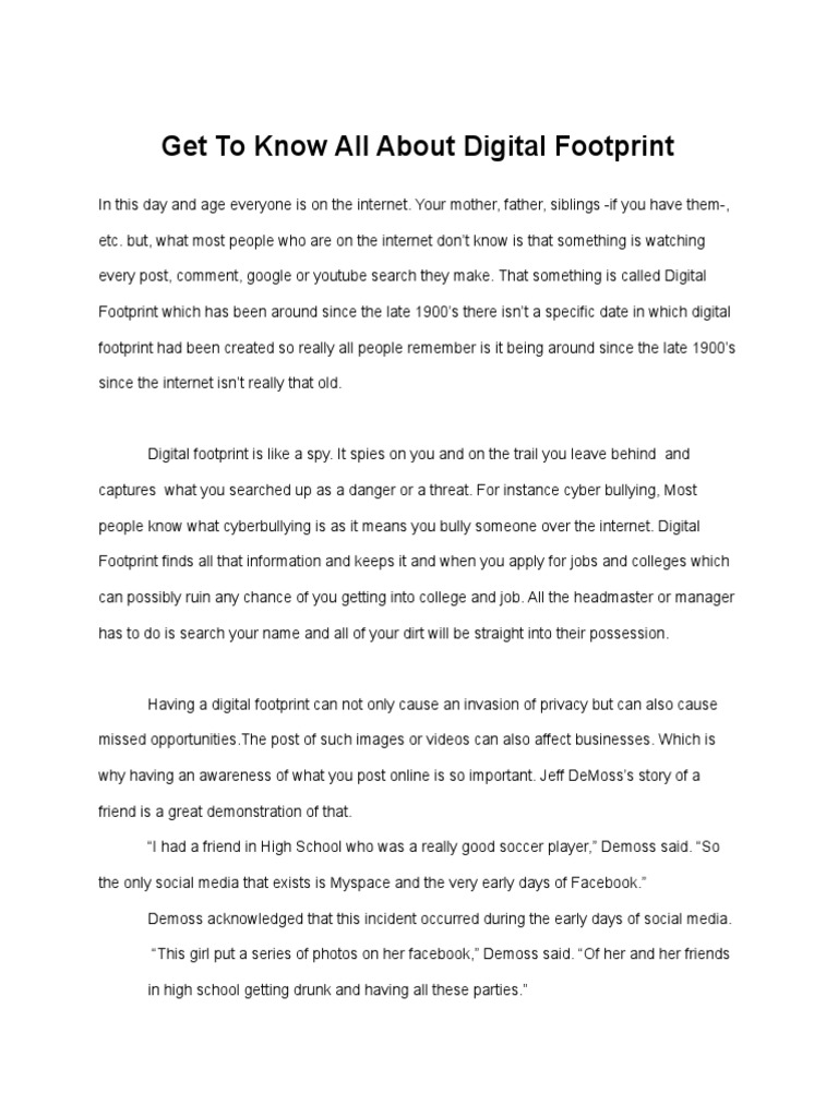 Digital Footprint PDF Popular Culture & Media Studies Social Media