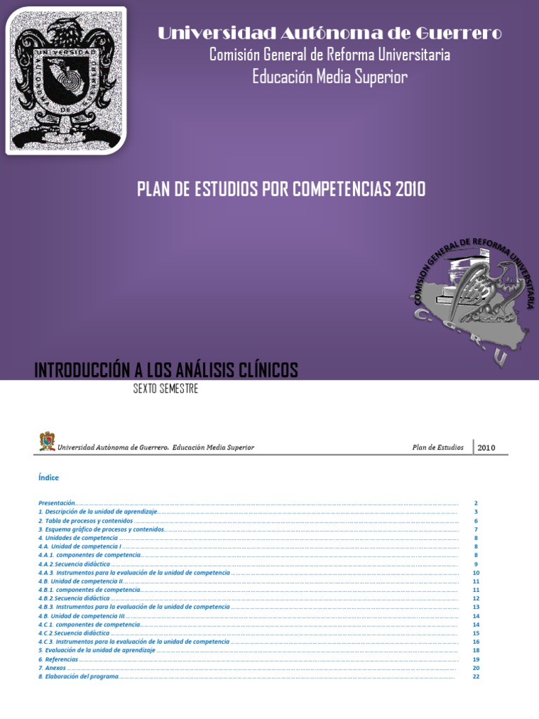 Plan de Estudios: Análisis Clínicos UAG | PDF | Plan de estudios ...