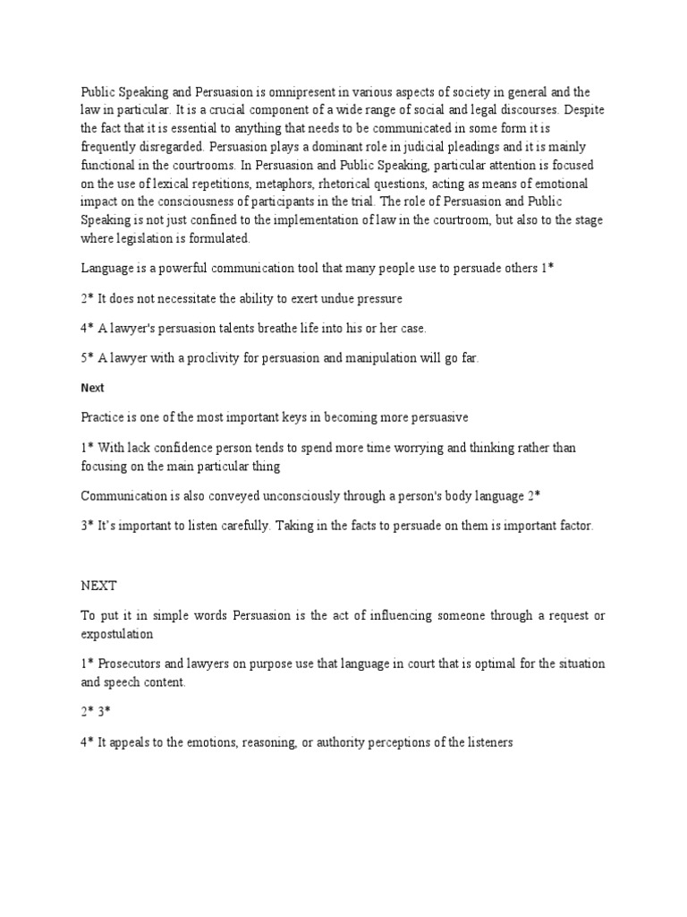 Persuasion in Public Speaking and Law | PDF | Persuasion | Speech