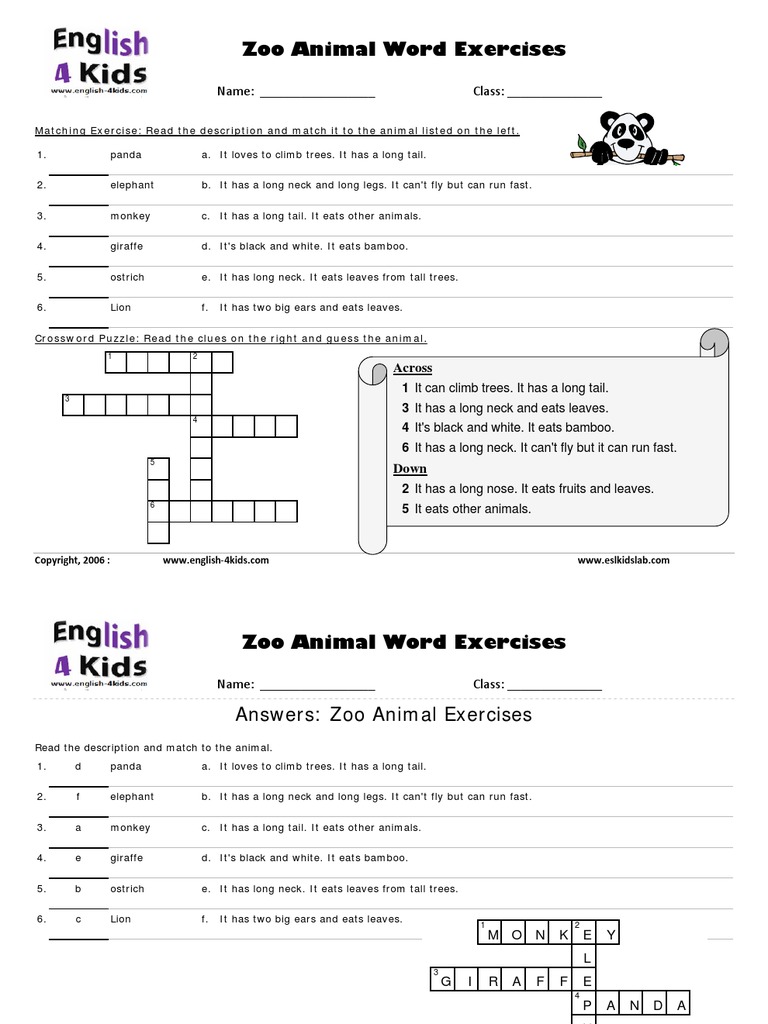 Animals Worksheet | Leisure