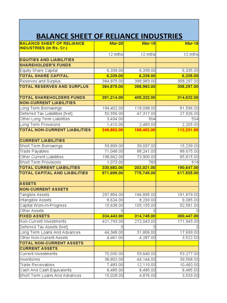 Balance Sheet of Reliance Industries | PDF | Dividend | Equity (Finance)