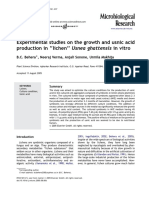 Experimental Studies On The Growth and Usnic Acid Production in Lichen Usnea Ghattensis in Vitro