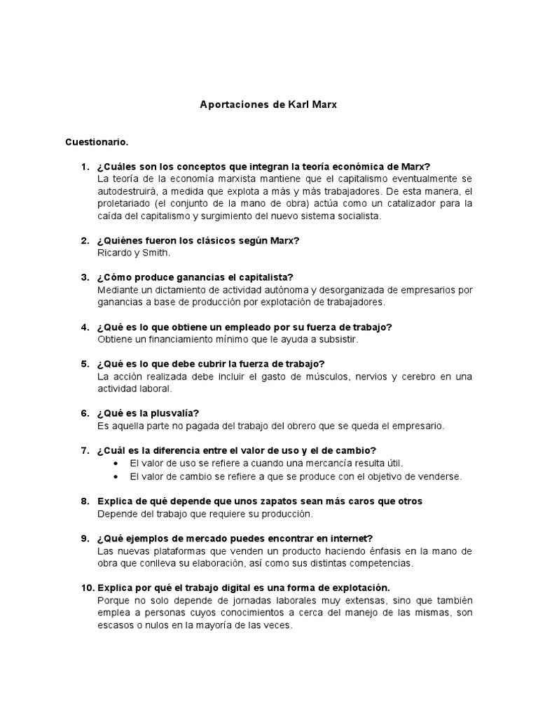 Aportaciones de Karl Marx al Marxismo | PDF