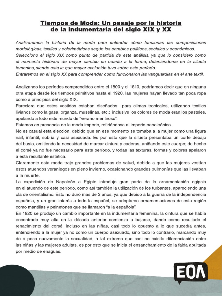 Moda Femenina en el Siglo XIX y XX | PDF | Moda | Ropa