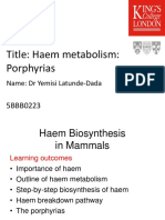 Title: Haem Metabolism: Porphyrias: Name: DR Yemisi Latunde-Dada