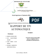 Rapport de Tp1 Automatique: Ecole Supérieure D'industrie (ESI)