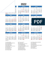 2022 Calendar With Holidays Portrait en Ph