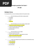 Exam I Sample Questions