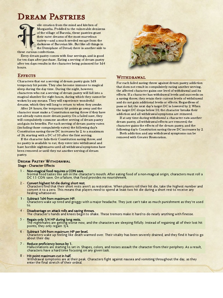 Dream Pastries A Magical Treat with Dangerous Withdrawal in Barovia