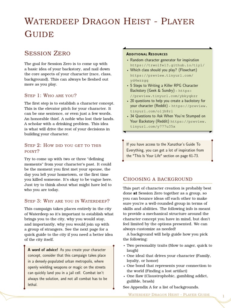 Waterdeep Dragon Heist - Player Guide | PDF | Forgotten Realms ...