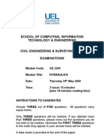 Hydraulics 2009 Exam