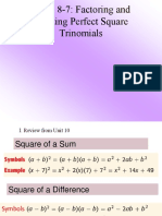 Notes on factoring perfect square trinomials (PSTs