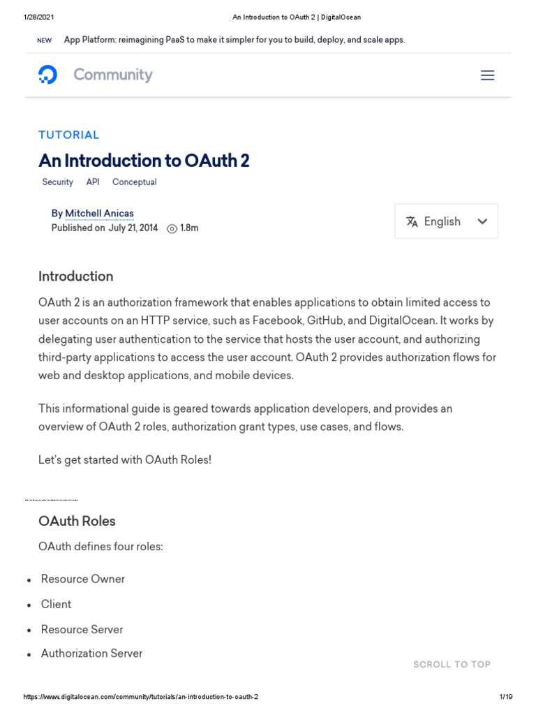 An Introduction To OAuth 2 | PDF | Web Application | World Wide Web