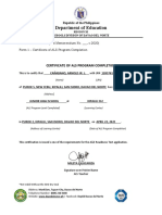 Department of Education: Certificate of Als Program Completion