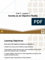 Society As An Objective Reality: Unit II, Lesson 1