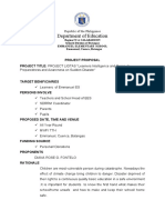 Department of Education: Project Proposal PROJECT TITLE: PROJECT LIGTAS "Learners Intelligence and Grasp, To