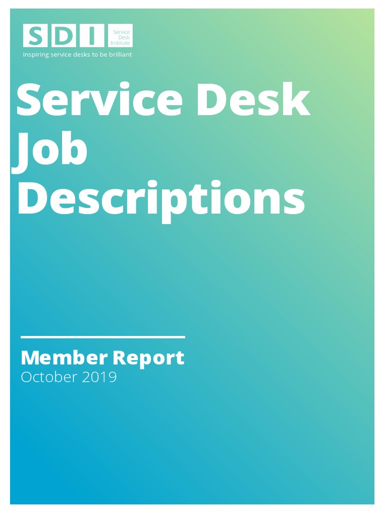 1910 Service Desk Job Descriptions PDF Performance Indicator