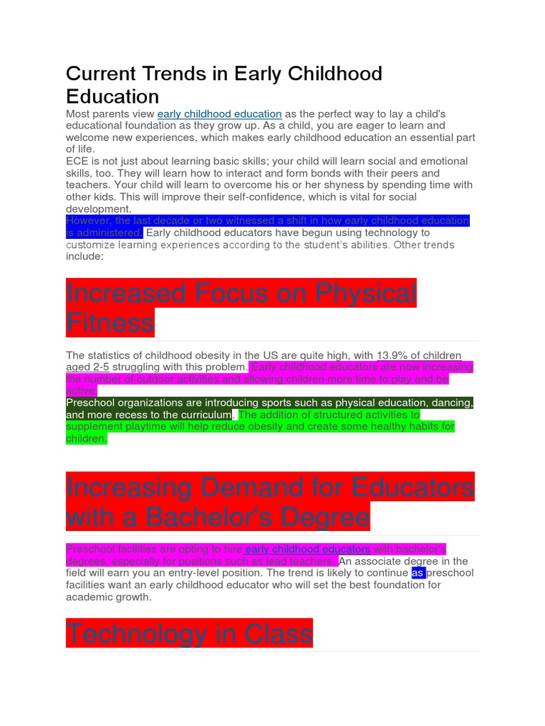 Trends in Early Childhood Education 2024 | PDF | Early Childhood ...