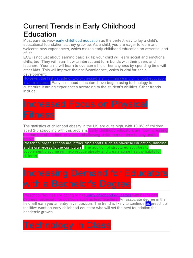 Current Trends in Early Childhood Education PDF Early Childhood