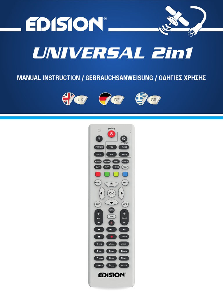 Edision 2in1 Remote Control Manual | PDF | Remote Control | Television
