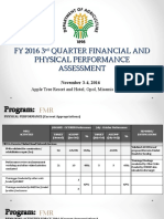 FY 2016 3 Quarter Financial and Physical Performance Assessment