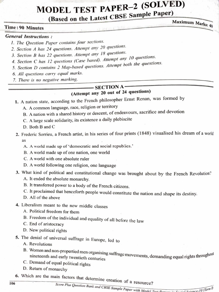 Model Test Paper Class 10 SST 2022 | PDF | France | Sri Lanka
