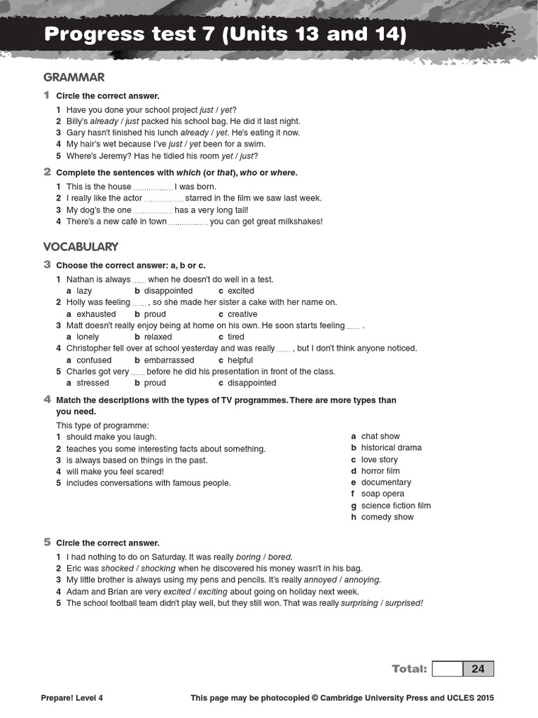 Progress Test 7 Units 13 And 14 Grammar Pdf