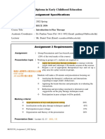 Higher Diploma in Early Childhood Education: Assignment Specifications